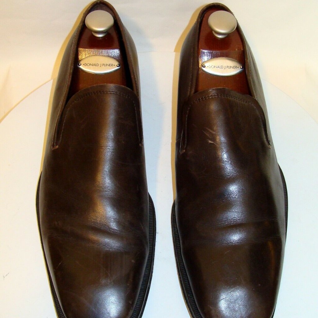 Hugo Boss Mens Brown Leather Loafers Shoes Size 10